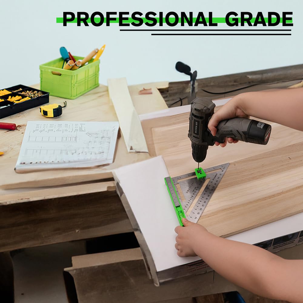 Rafter Square and Combination Square Tool Set, Black, 7" Square, 12" Aluminum Carpenter's Square, Frame Square, Square Tool, Combination Square, 7"