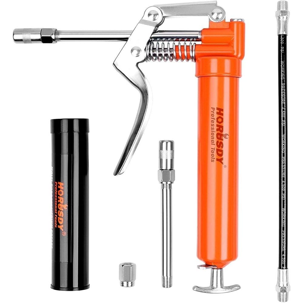 2900PSI Grease Gun Manual Pistol Grip + 3OZ Cartridge Flexible Hose & Coupler - South East Clearance Centre