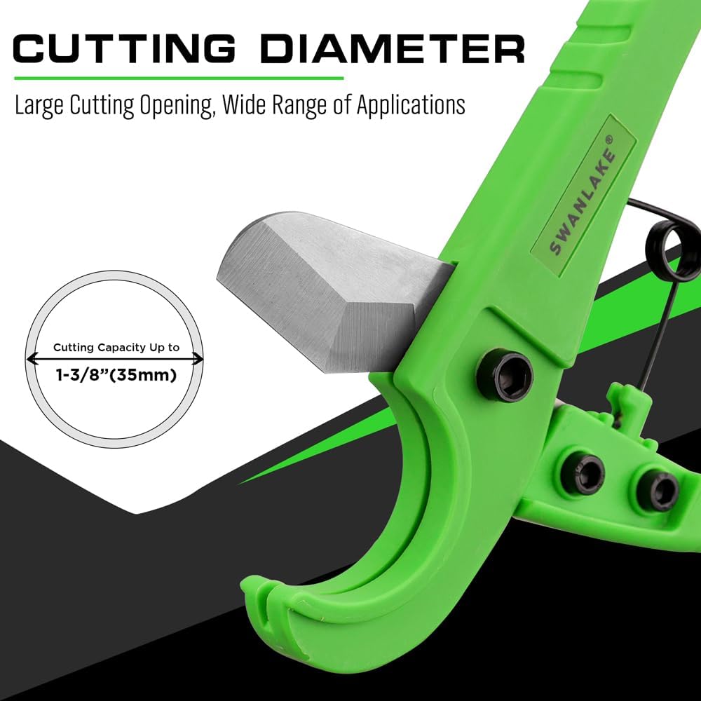PVC Pipe Cutter,1-5/8"&1-3/8" Ratchet PVC Pipe Cutter for PEX,PVC,PPR and Plastic Hoses, SK5 Steel Blades Ratcheting Pipe Cutter - South East Clearance Centre