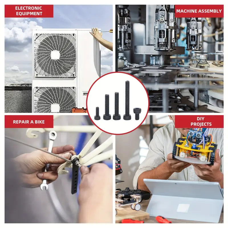 1260 Piece Carbon Steel Metric Bolts and Nuts Kit, Grade 12.9 Hex Socket Head Cap Screws, Hexagonal Nut Assortment with Flat & Lock Washers Assortment Kit - South East Clearance Centre