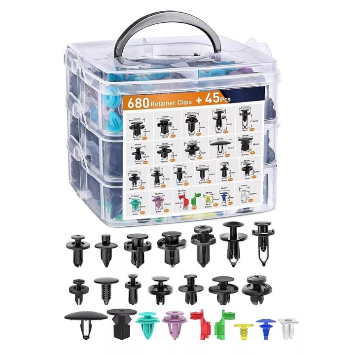 680 Piece Car Retainer Clip & Fasteners Kit 23 Sizes Automotive Push Assortment Kit - South East Clearance Centre