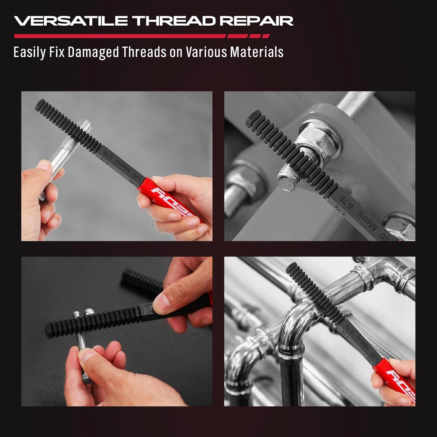 Thread Restorer File Chaser Set: 3-Piece Thread Restoring Chaser Files Metric and SAE Thread Restorer File Set Thread Repair Tool for Hardware DIY - South East Clearance Centre