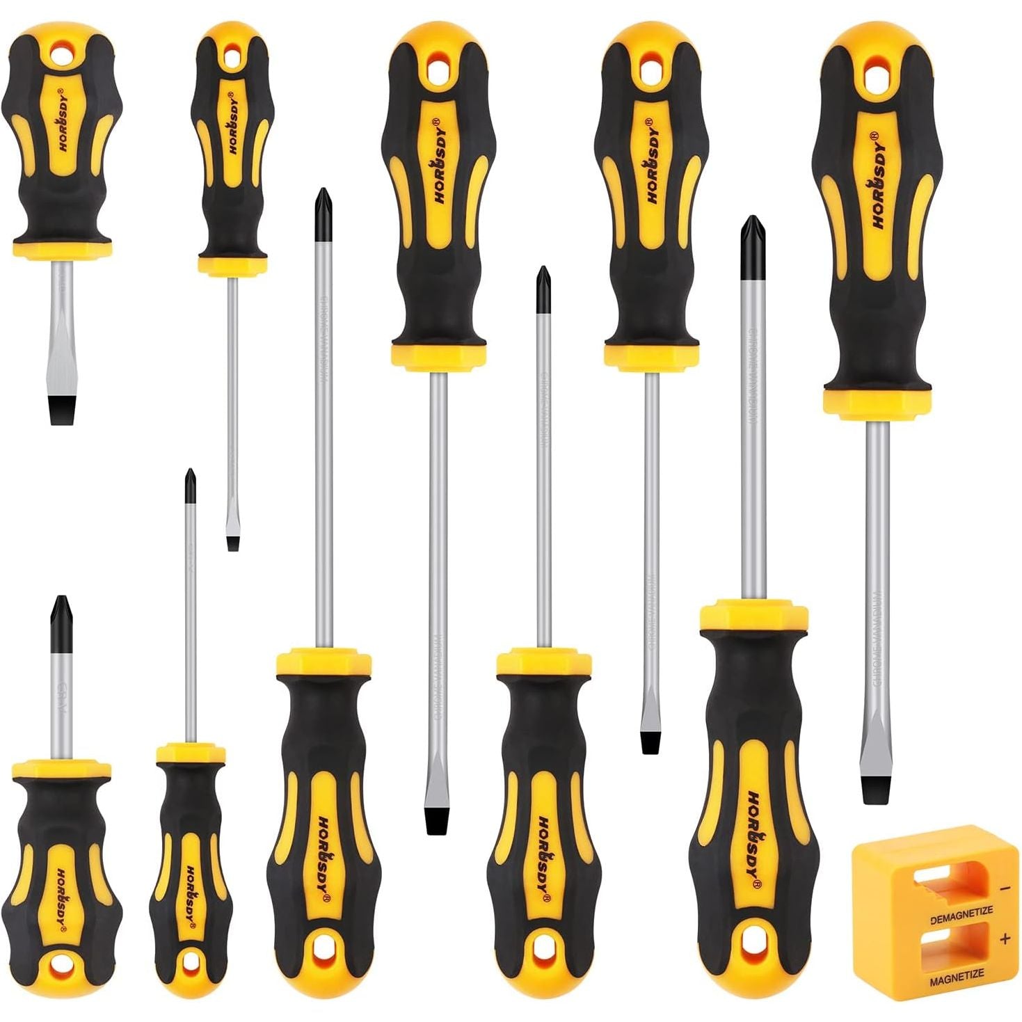 11 Piece Heavy Duty Magnetic Screwdriver Set with Magnetister/Demagnetiser - South East Clearance Centre