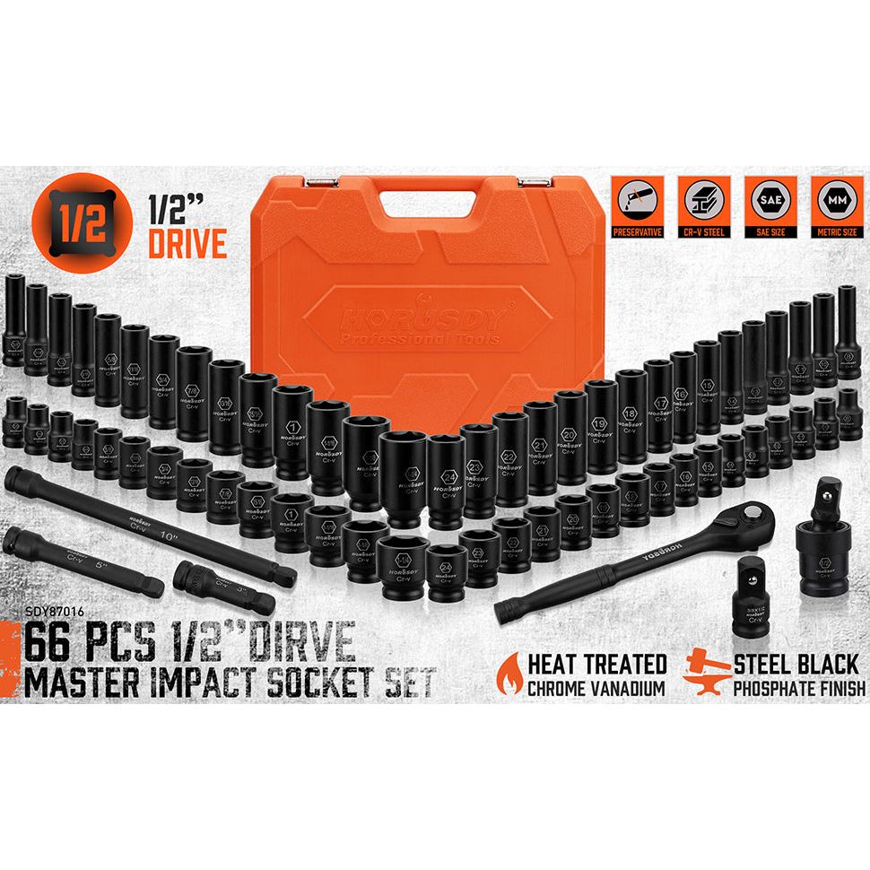 1/2" Drive Impact Socket | 66 Piece Set - South East Clearance Centre