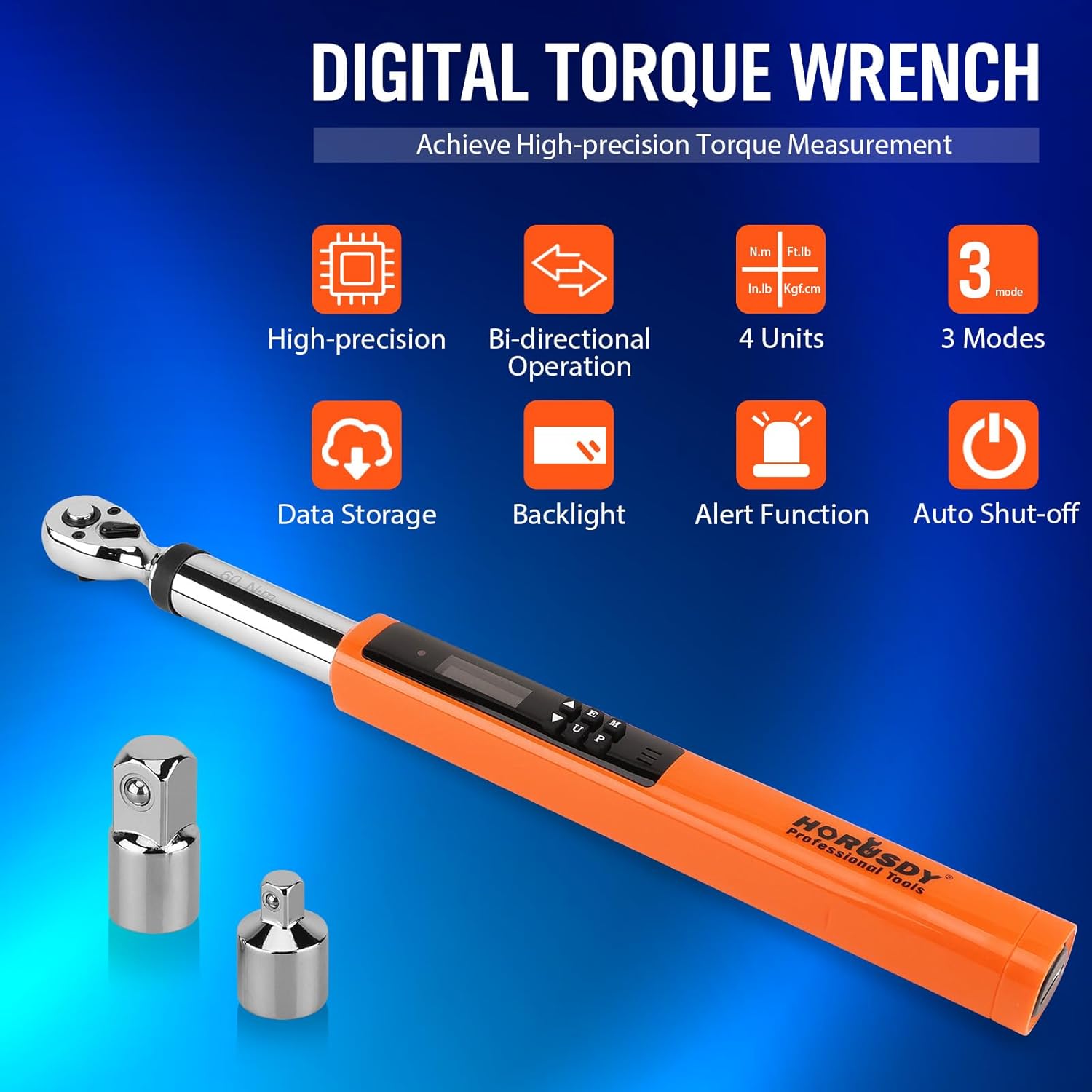 3/8" Drive Digital Torque Wrench, 4.4-44.3Ft.lb / 3-60N.m, 2% Accuracy LED Display - South East Clearance Centre