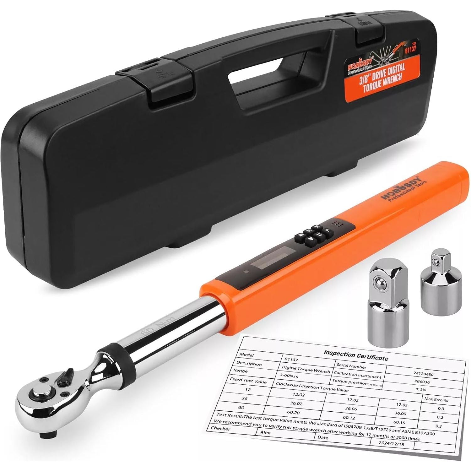 3/8" Drive Digital Torque Wrench, 4.4-44.3Ft.lb / 3-60N.m, 2% Accuracy LED Display - South East Clearance Centre