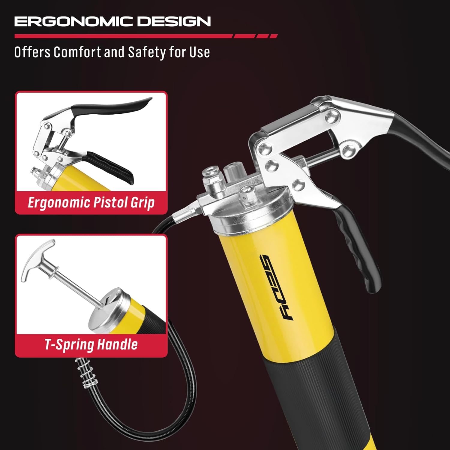 17-Piece Heavy Duty Grease Gun Kit: 14oz Grease Tube Flexible Hose Bearing Grease Pump 8000 PSI Pistol Grip Grease Guns Tool Marine Durable Connectors Adapters Extension Tubes Nozzle Easy Operation - South East Clearance Centre