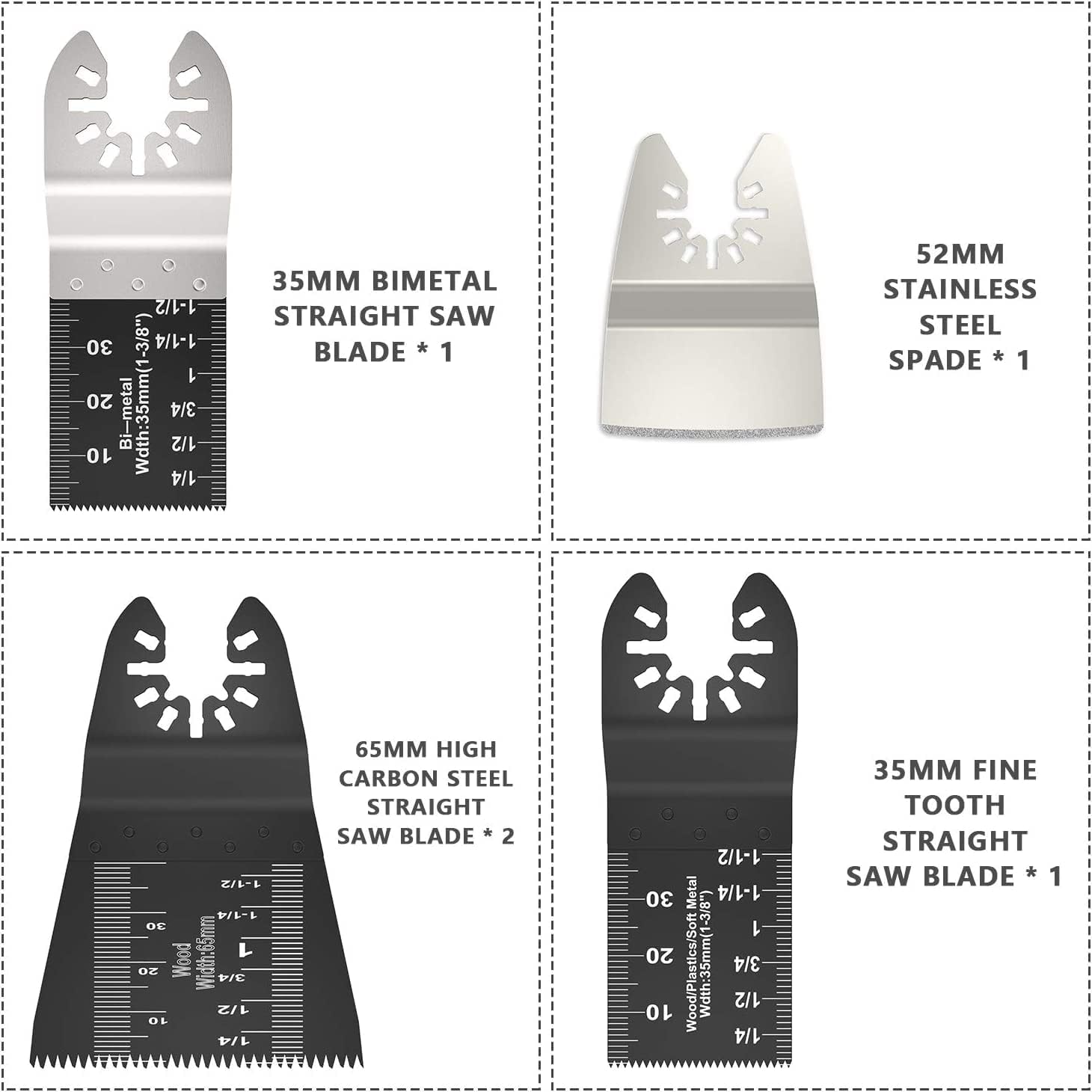 31-Pack Universal Oscillating Tool Blades Set, Premium High Carbon Steel, 10-87mm Multi-Tool Saw Blades Kit with Quick Release System for Fein, Bosch & More - South East Clearance Centre