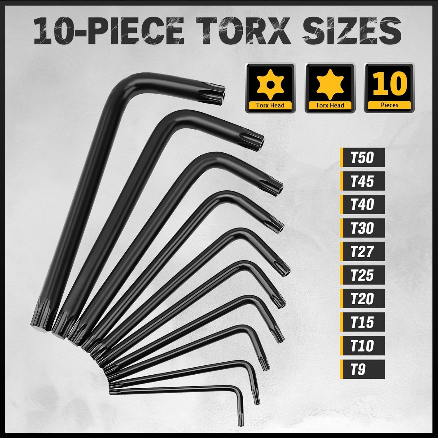 41-Piece Hex and Torx Key Set, Allen Key Set with Torque Handle, Standard SAE(0.028"-3/8") & Metric(0.7mm-10mm) & Torx(T9-T50) in Storage Case, Heat Treated Chrome Vanadium Steel