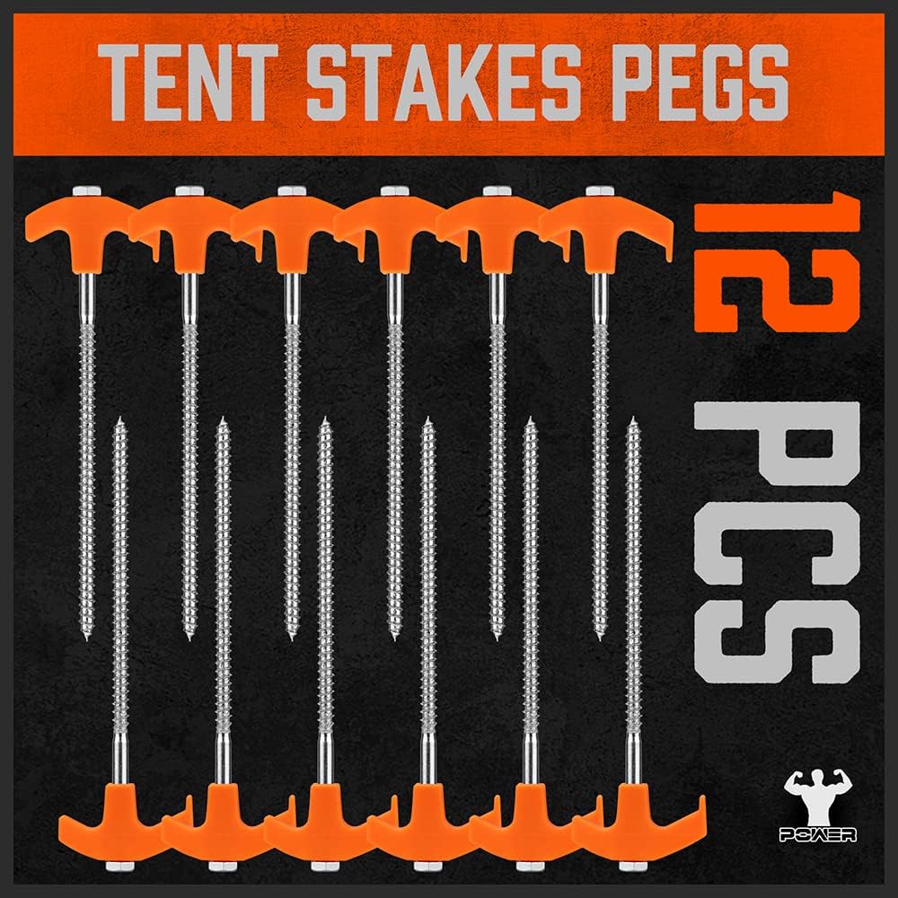 screw in tent stakes 18-Pack Tent Stake Set, Heavy Duty Screw in Tent Pegs, Tent Stakes wit – South East Clearance Centre