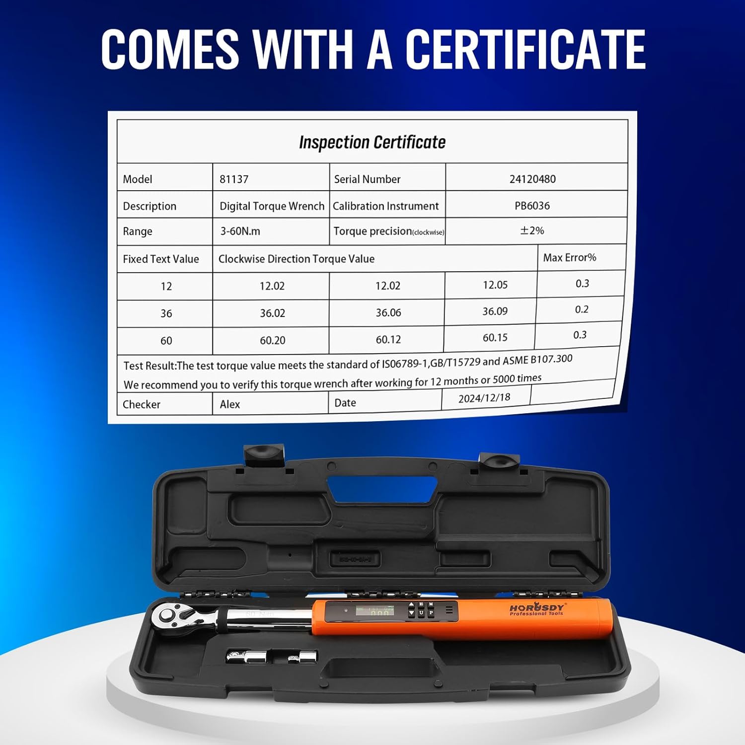 3/8" Drive Digital Torque Wrench, 4.4-44.3Ft.lb / 3-60N.m, 2% Accuracy LED Display - South East Clearance Centre