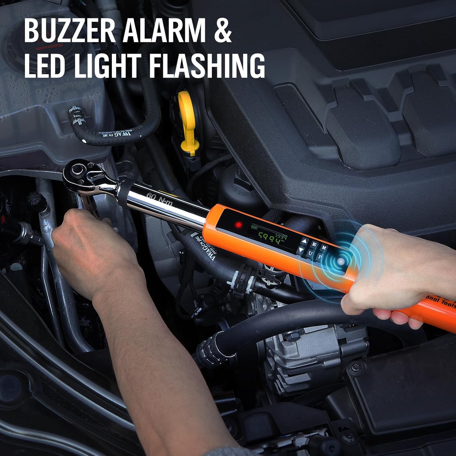 3/8" Drive Digital Torque Wrench, 4.4-44.3Ft.lb / 3-60N.m, 2% Accuracy LED Display - South East Clearance Centre