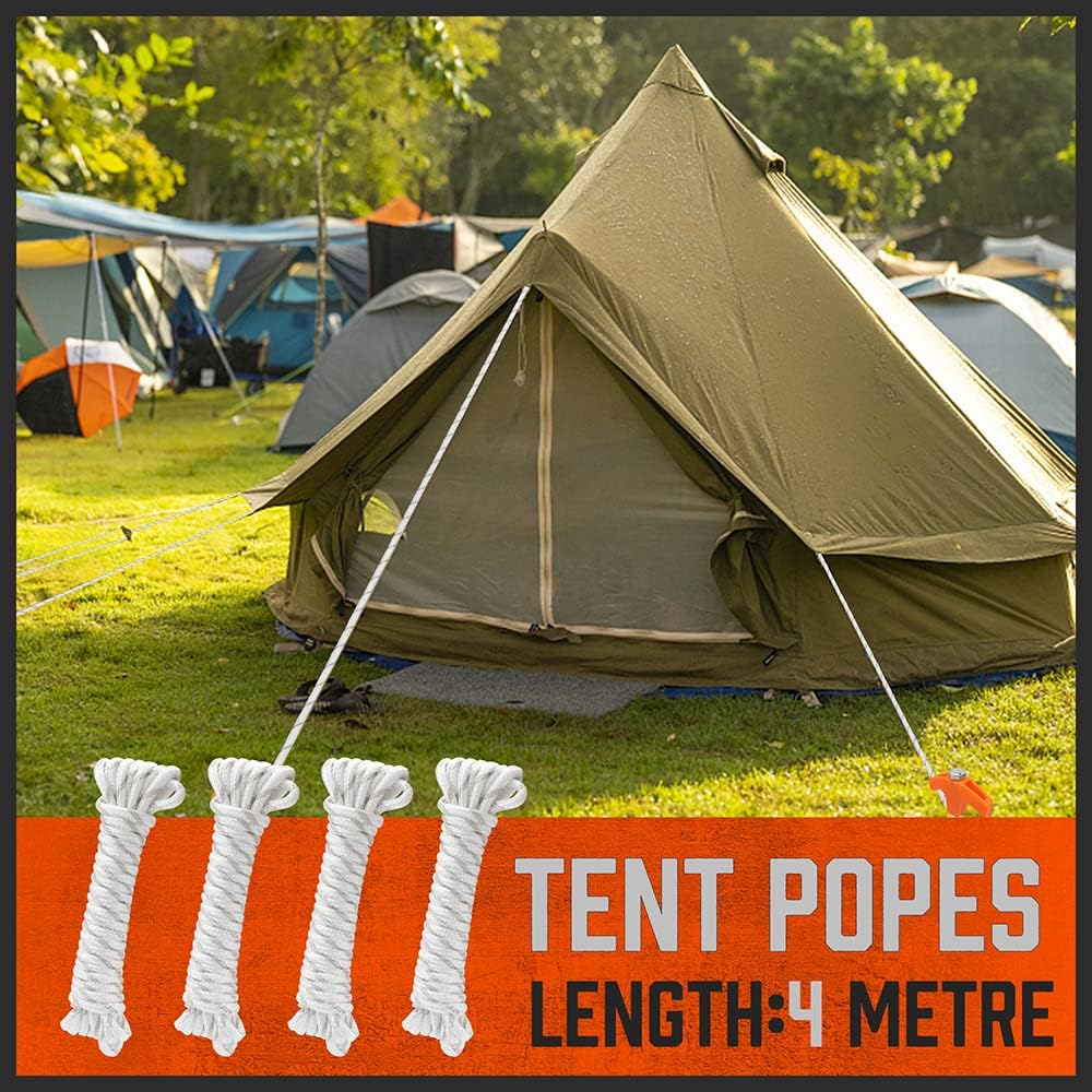 18-Pack Tent Stake Set, Heavy Duty Screw in Tent Pegs, Tent Stakes with 4X 13ft Rope & 1x Stopper T Pull Hook and Nut Driver