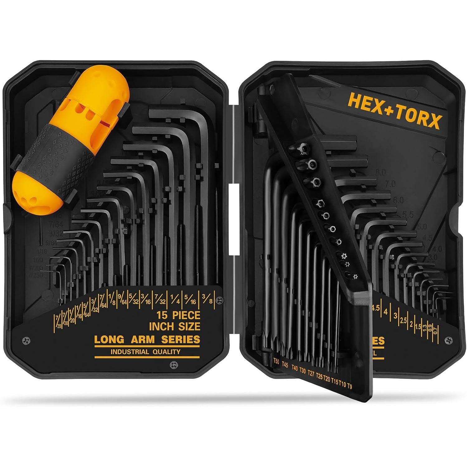 41-Piece Hex and Torx Key Set, Allen Key Set with Torque Handle, Standard SAE(0.028"-3/8") & Metric(0.7mm-10mm) & Torx(T9-T50) in Storage Case, Heat Treated Chrome Vanadium Steel
