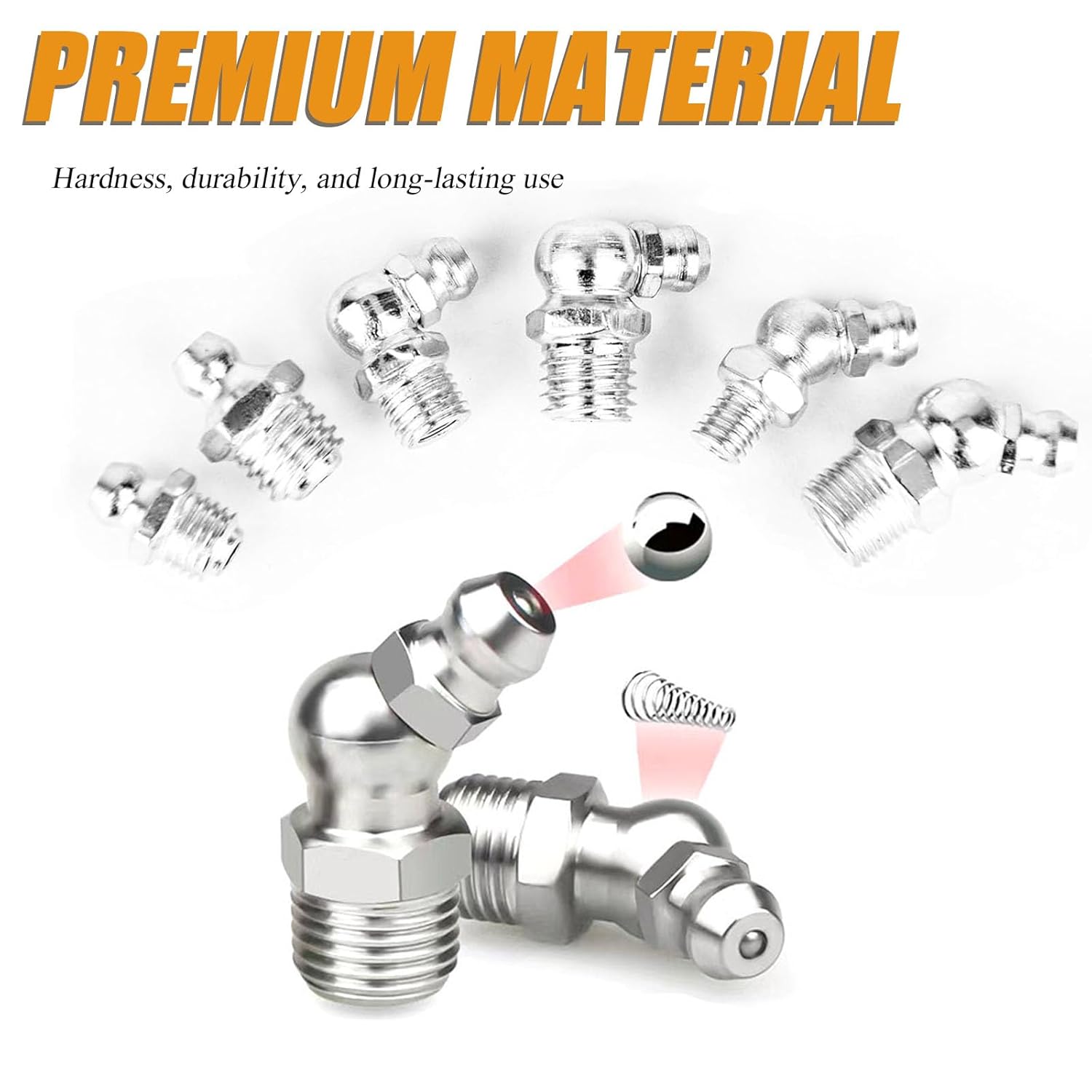 170-Piece Grease Nipple Assortment Kit – Metric M6 M8 M10 Straight, 45° & 90° Angled Nickel-Plated Grease Fittings with Storage Box - South East Clearance Centre