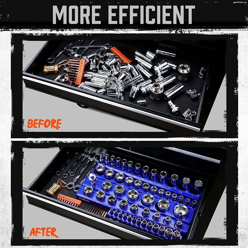 3-Piece Magnetic Socket Organizer Set, SAE Socket Holder, 1/4", 3/8", 1/2" Socket Organiser Tray, Holds Up to 75 Pieces Sockets - South East Clearance Centre