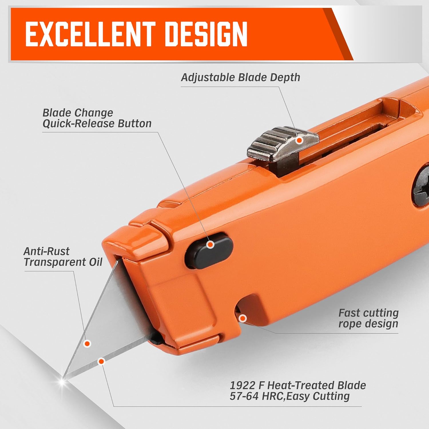 2-Pack Box Cutter Utility Knife, Heavy Duty Aluminum Shell Retractable Box Cutter for Cardboard, Boxes and Cartons, Extra 10 Blades.