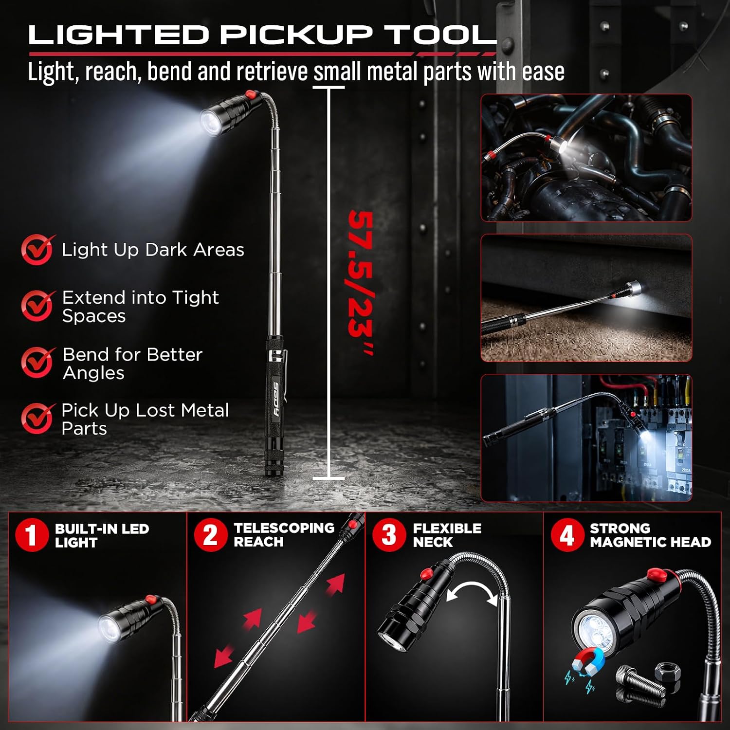 15-Piece Automotive Pick & Hook Tool Set with Magnetic Pickup, Trim & Fastener Removers and Storage Bag