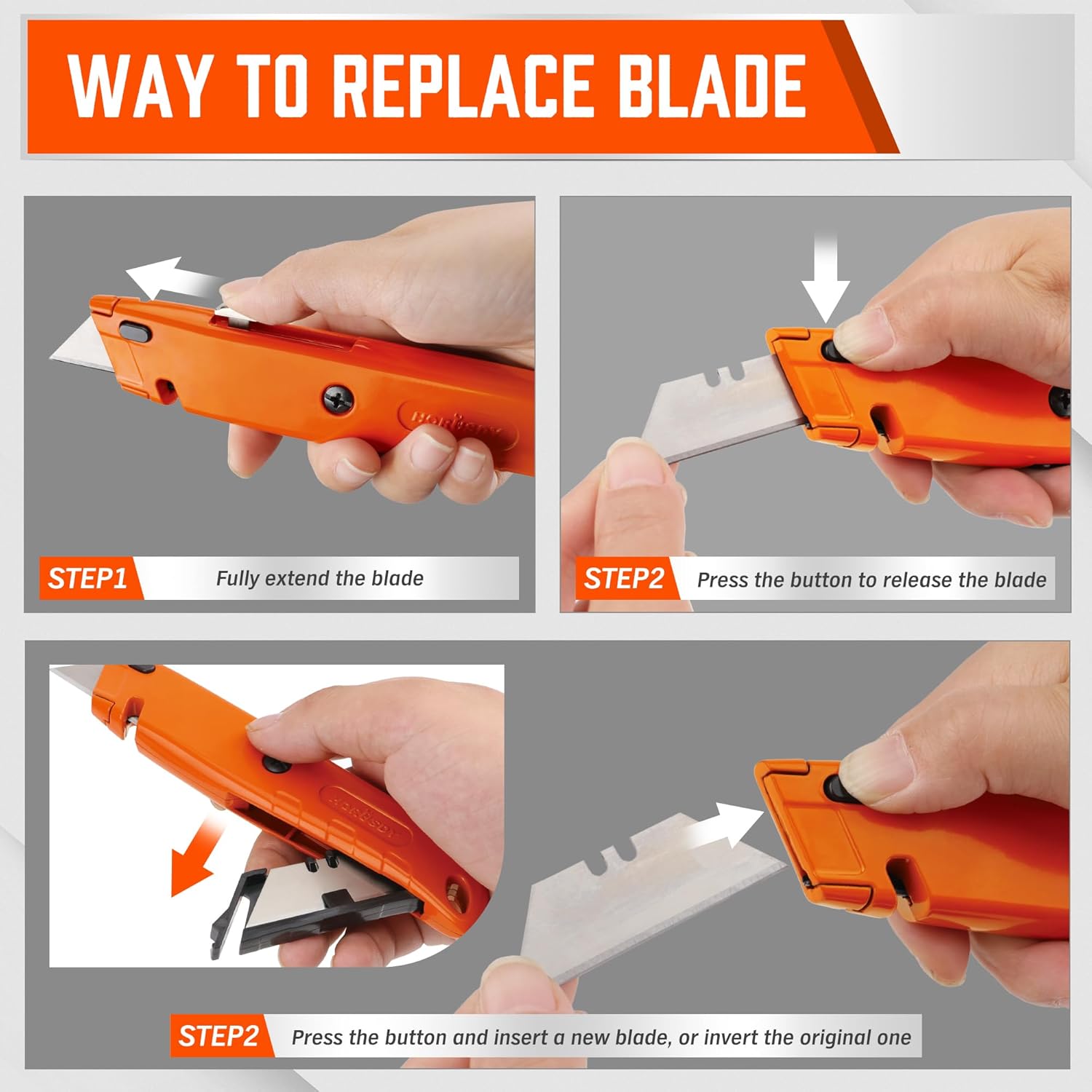 2-Pack Box Cutter Utility Knife, Heavy Duty Aluminum Shell Retractable Box Cutter for Cardboard, Boxes and Cartons, Extra 10 Blades.