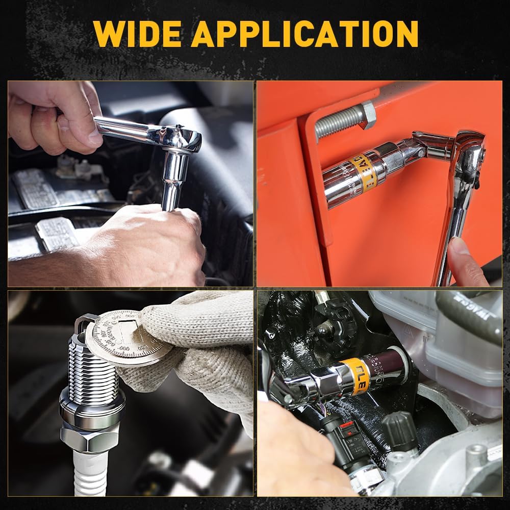E70079 - 8-Piece 3/8" Drive Spark Plug Socket Set with Universal Joint, Spark Plug Gapper and 6" Extension Bar, SAE & Metric, 5/8", 3/4", 13/16", 14mm, 18mm, CR-V Sockets with Rubber Holding Rings
