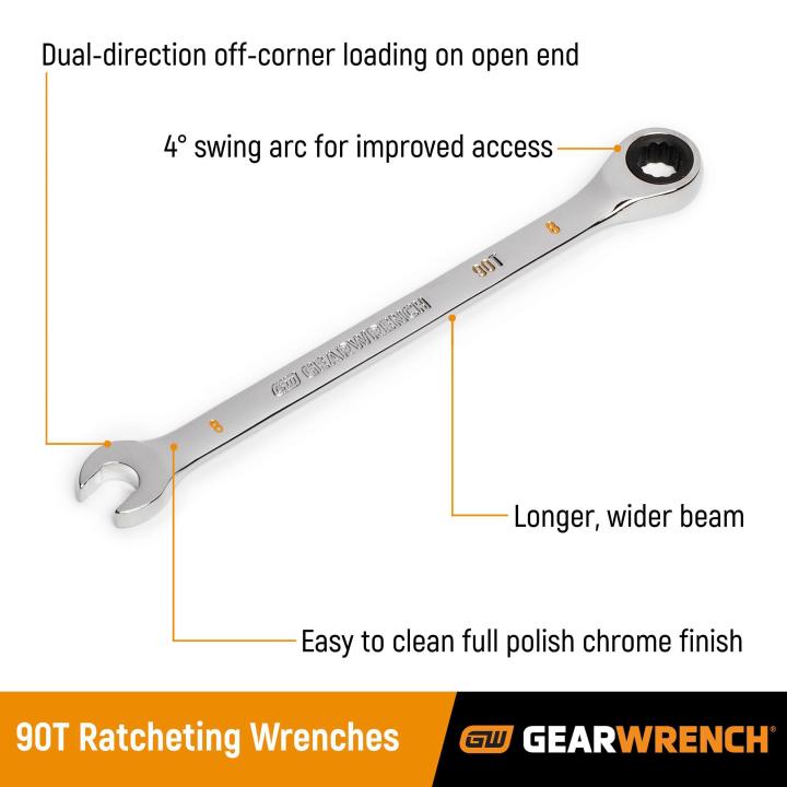 GEARWRENCH 86928 16pce 90-Tooth 12 Point Metric Combination Ratcheting Wrench Set - South East Clearance Centre