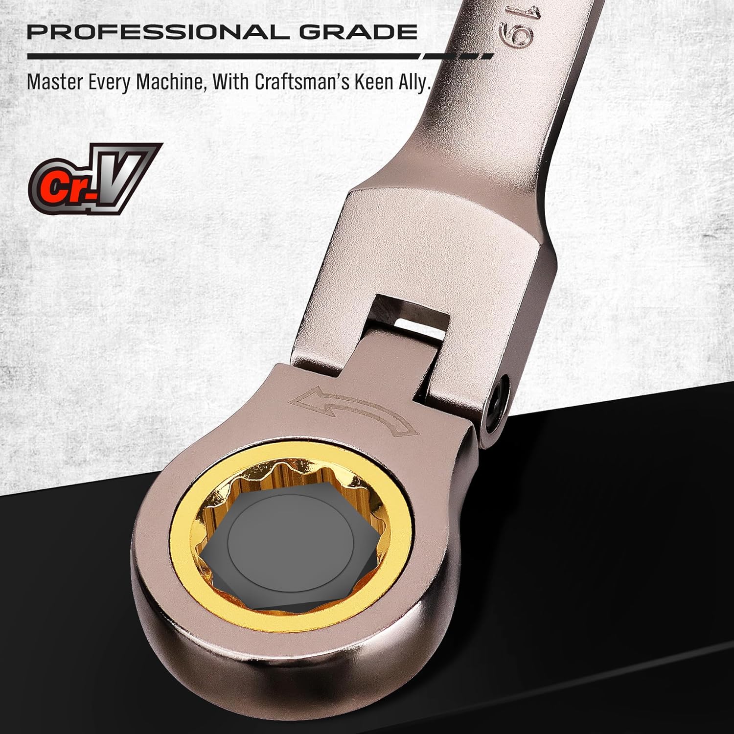 9 Piece Flex Head Ratcheting Combination Wrench Set Metric 8-19mm Premium 72-Teeth Gear Chrome Vanadium Nickel Plated - South East Clearance Centre