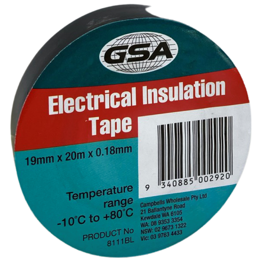 Black Electrical Tape - 19mm x 20m (0.18mm Thick) | Premium PVC Insulation Tape (Pack of 10) - South East Clearance Centre