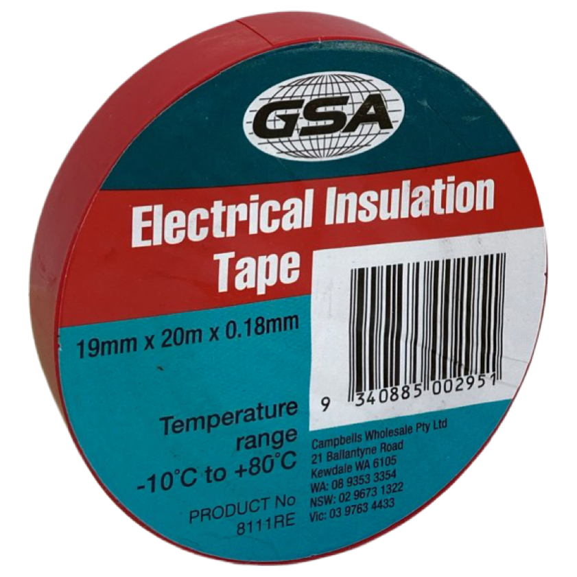 Red Electrical Tape - 19mm x 20m (0.18mm Thick) | Premium PVC Insulation Tape (Pack of 10) - South East Clearance Centre