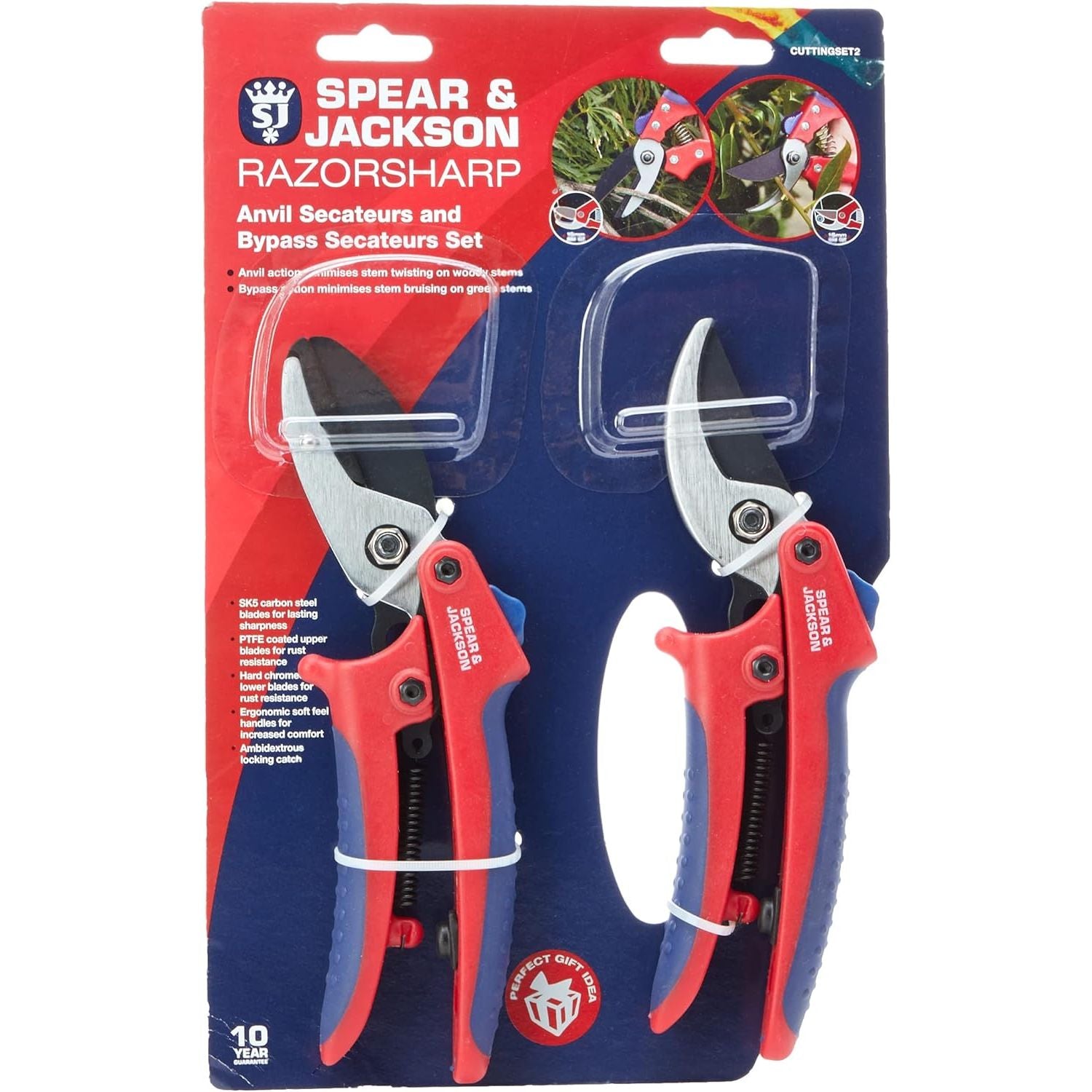 Spear & Jackson CUTTINGSET2 Bypass & Anvil Secateurs Set - Set of 2 Cutters