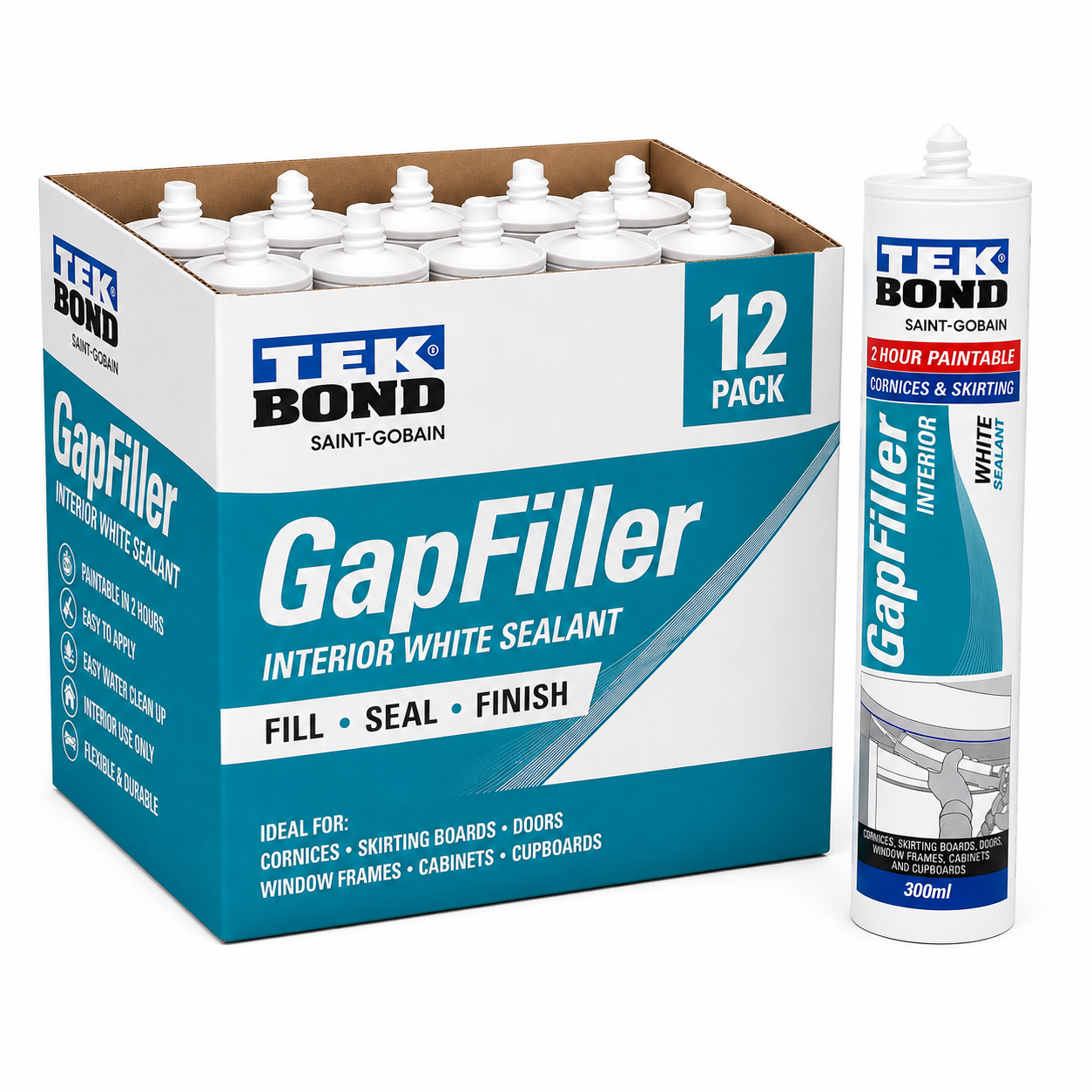 TEK BOND GapFiller Interior White Sealant 300ml – Box of 12 (Past Date)