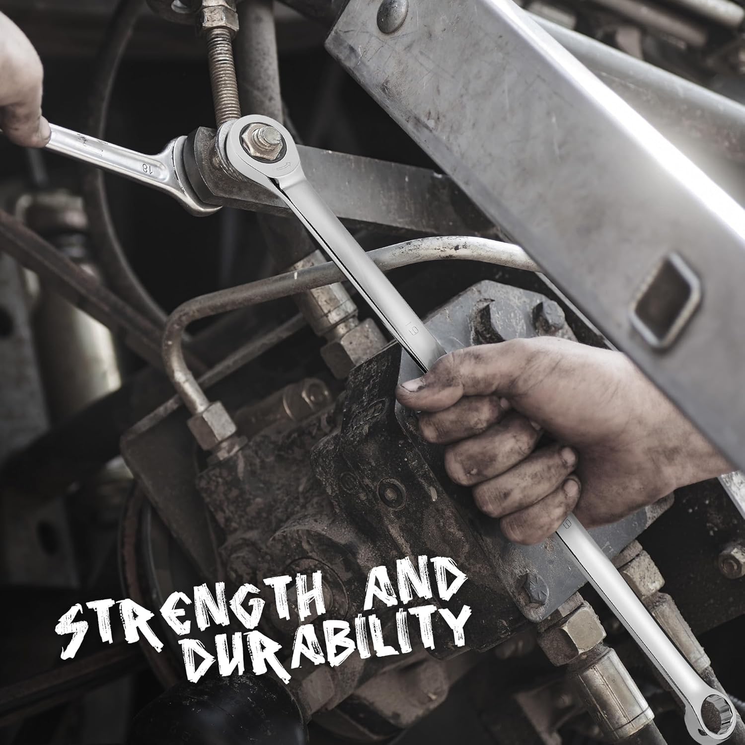 9-Piece Extra Long Ratchet Spanner Set, Double Ring Ratcheting Spanners, Metric 8-22MM Spanner Set CRV with Storage Foam for Tool Box Chest Drawer - South East Clearance Centre