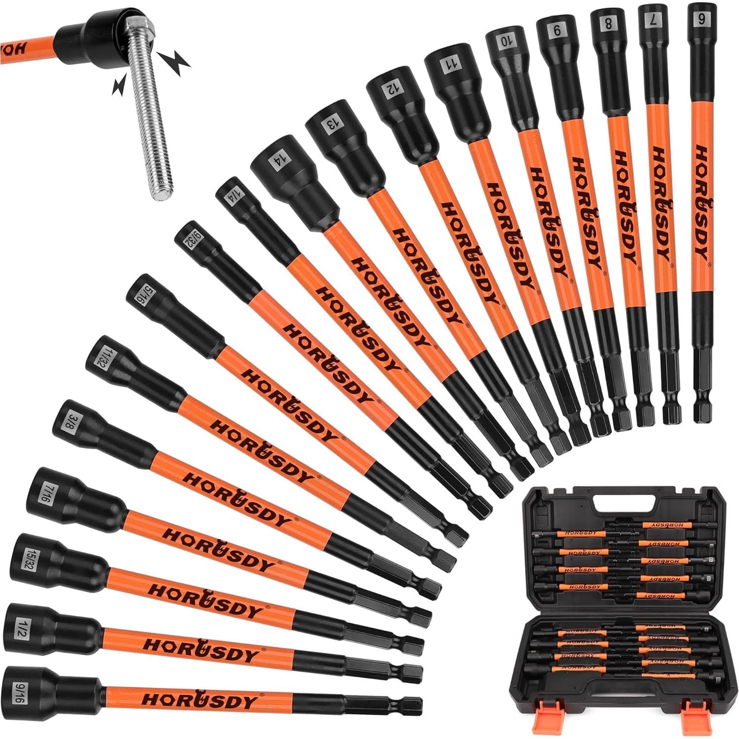 18 Piece Magnetic Nut Driver Set, 1/4" Quick Change - South East Clearance Centre