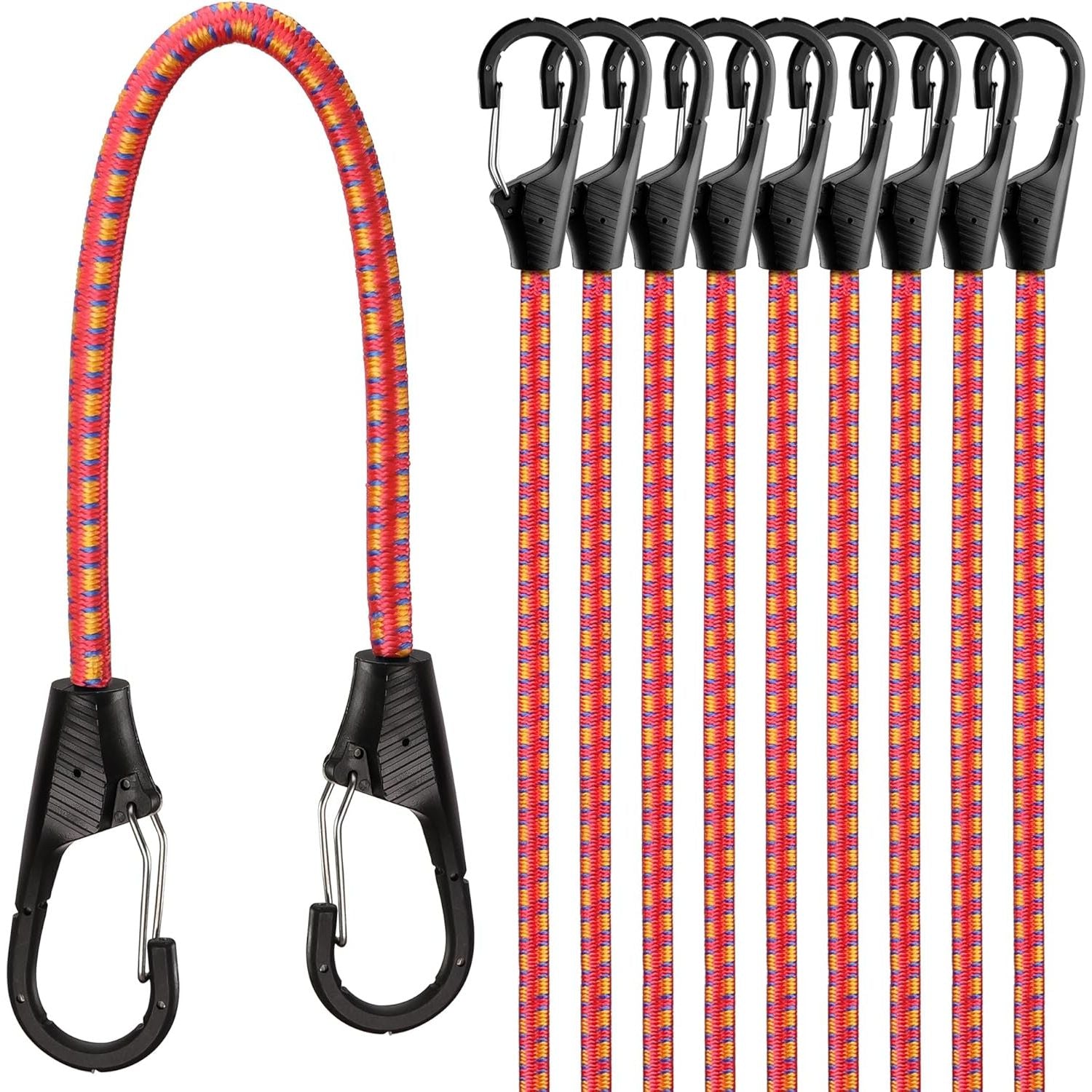 10-Piece Premium Bungee Cords with Hooks, 18” Bungee Cords, Bungee Cord Assortment