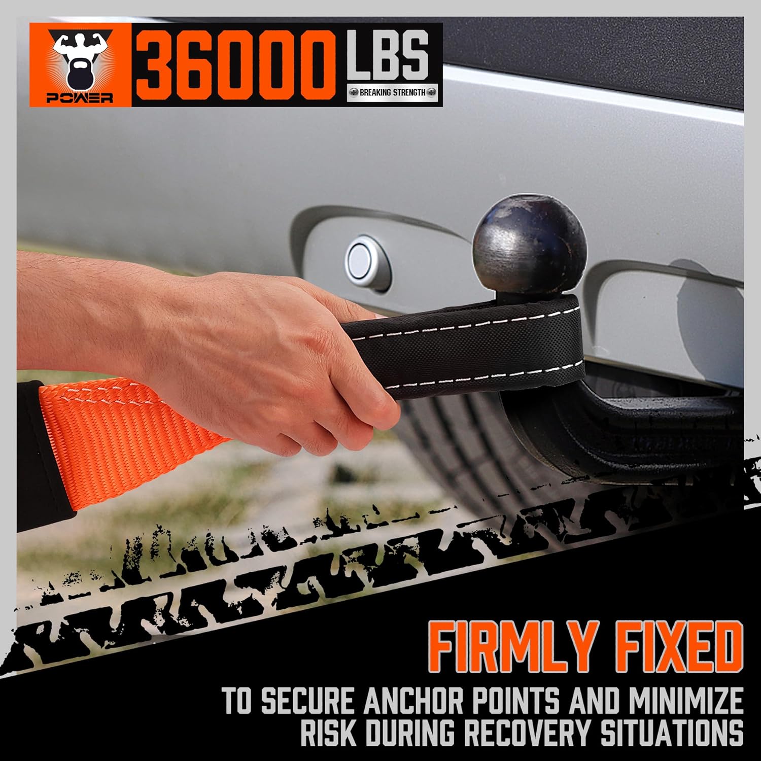 Nylon Heavy Duty Tow Strap Recovery Strap 3" x 8Ft - 36,000 LBS Break Strength, Recover Your Vehicle Stuck in Mud/Snow. - South East Clearance Centre