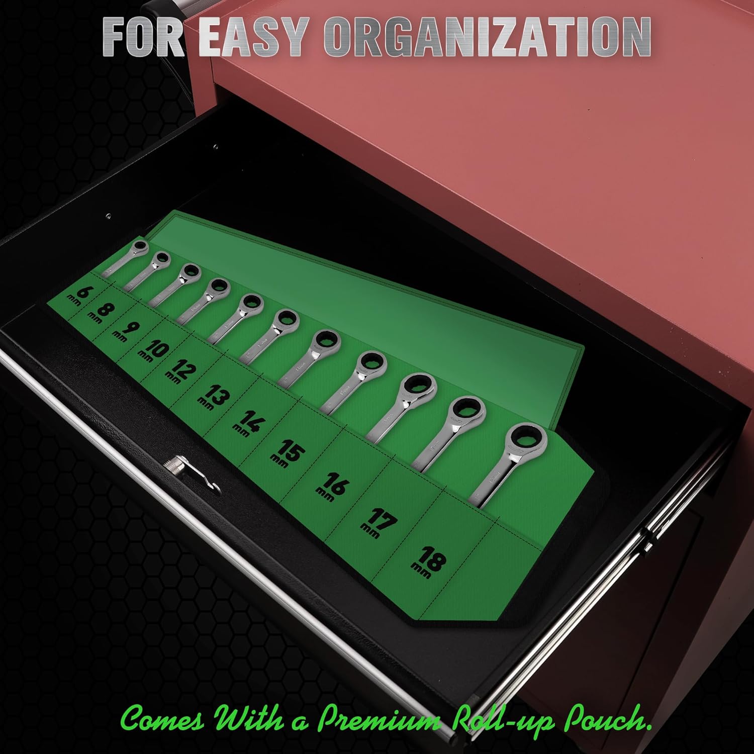 Ratcheting Wrench Set, 11-piece Metric Combination Wrench Set with Pouch CR-V Steel (11PCS METRIC) - South East Clearance Centre