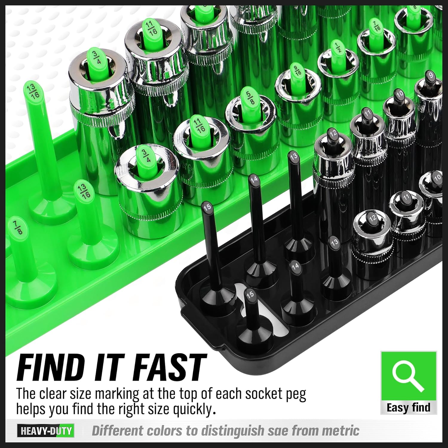 Socket Organizer Tray, 4-Piece Socket Holder Tray. SAE and Metric, 1/4", 3/8"(4PCS Socket Organizer Tray) - South East Clearance Centre