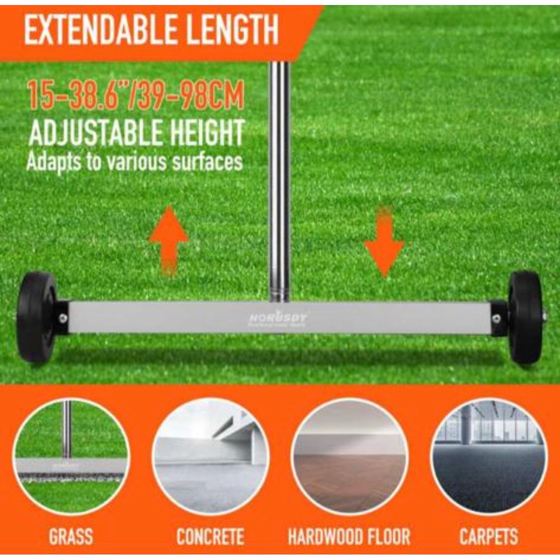 17inch Telescoping Magnetic Sweeper Magnet Broom Rolling Pick Up 8.8Lbs Workshop - South East Clearance Centre