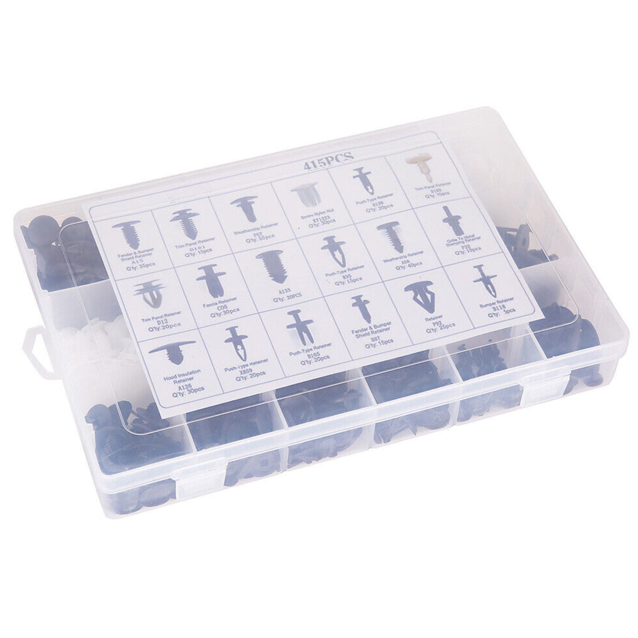 415 Piece Auto Car Trim Plastic Clips Bumper Rivets Screws Panel Push Fastener Kit - South East Clearance Centre