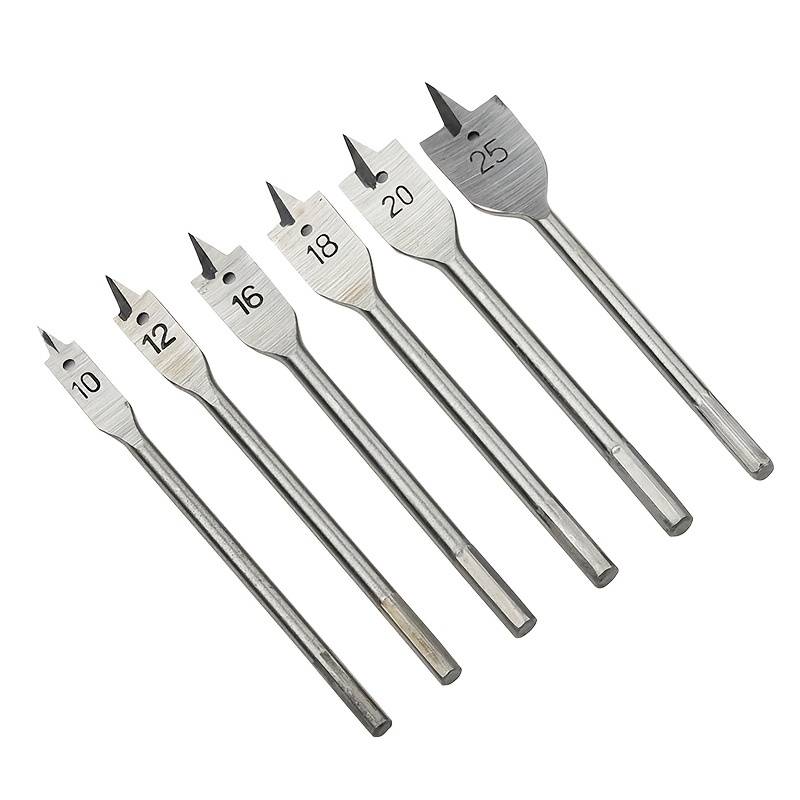 6 piece Flat Drill Spade Bit Set (10-25mm) for Wood working - South East Clearance Centre