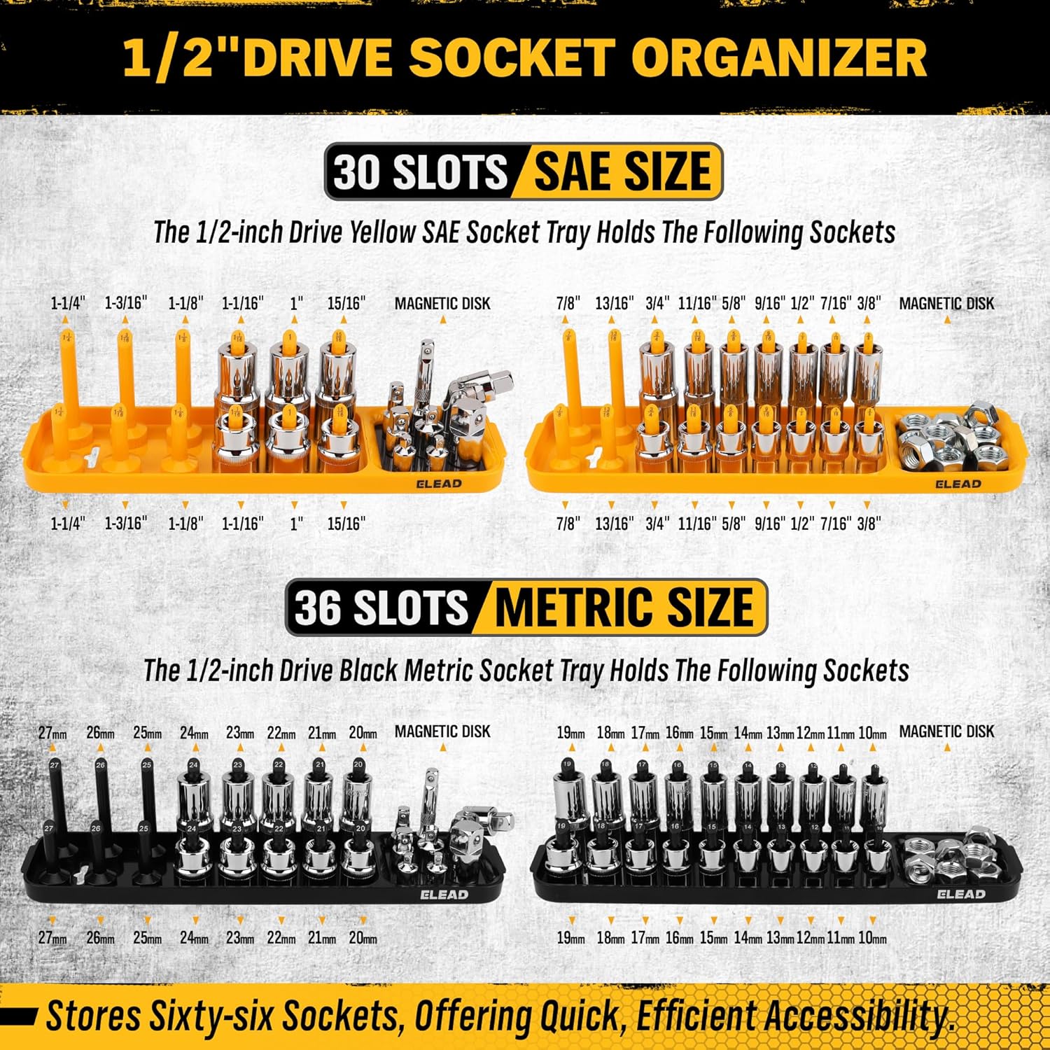 8-Piece Socket Organizer Tray Set | Metric & SAE | Durable ABS Resin | Holds 176 Standard & Deep Sockets | Ideal for Toolboxes Drawers and Mechanics - South East Clearance Centre