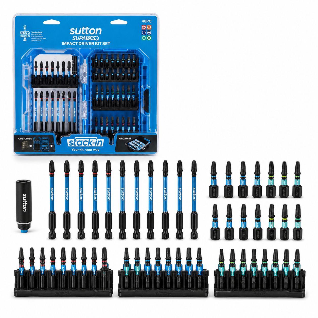 Sutton Supator S250 Stack-In Impact Driver Bit Set - 48 Piece