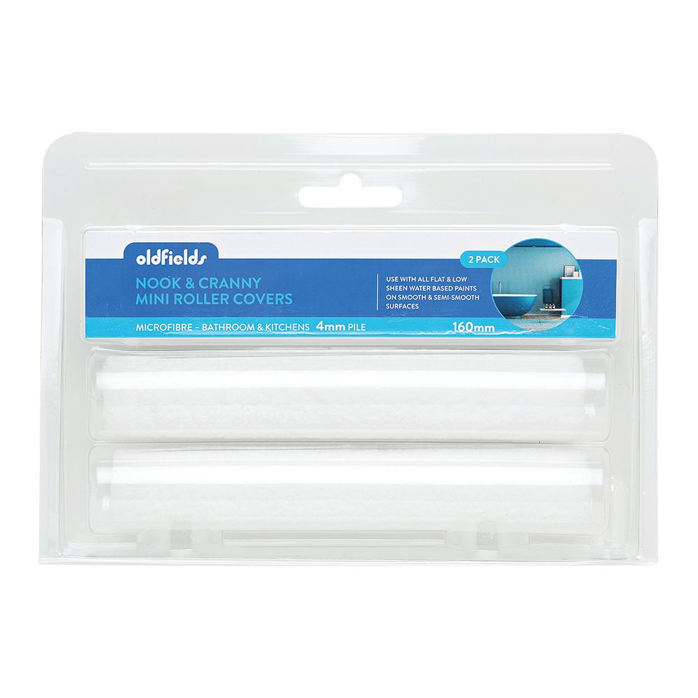 Oldfields Nook & Cranny Mini Roller Covers – Microfibre, 4mm Pile, 160mm (2 Pack) - South East Clearance Centre
