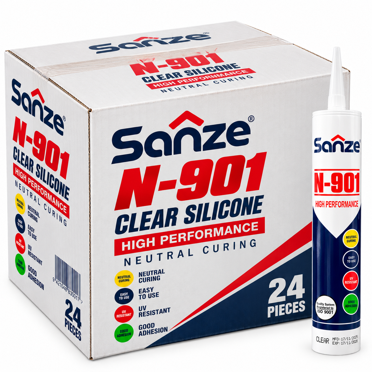 Sanze N-901 300ML Silicone - Clear Silicone (Box of 24)