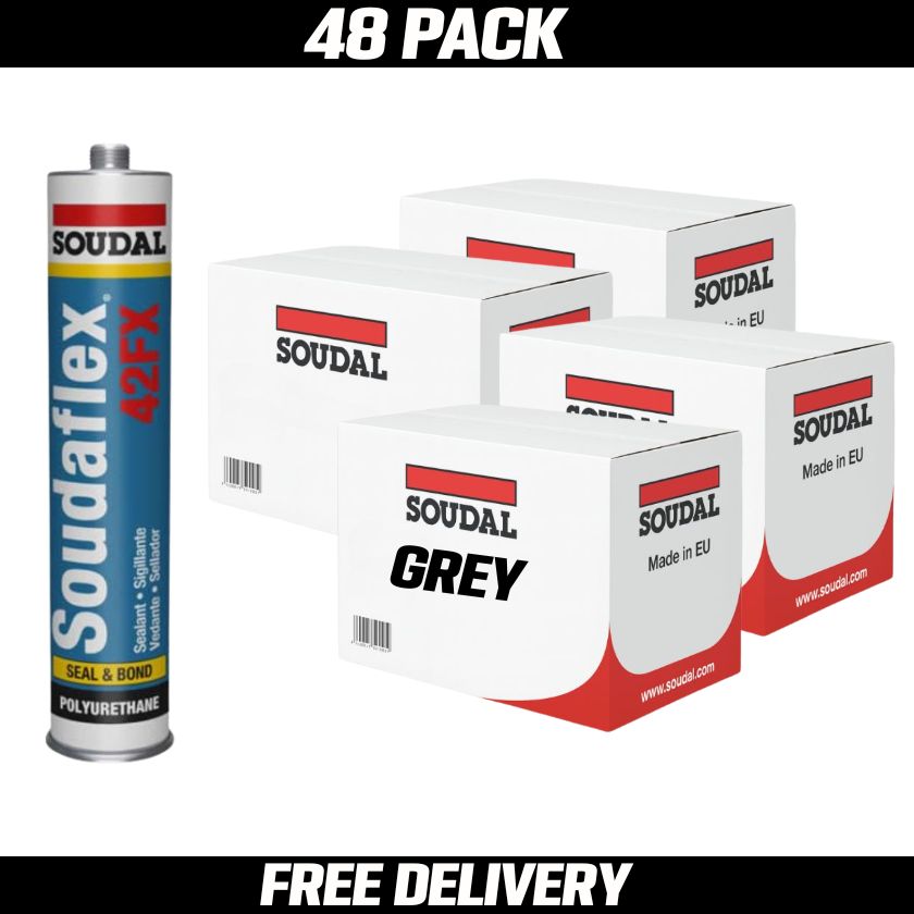 Soudal Soudaflex 42FX Adhesive Sealant Polyurethane - Box of 12 (GREY) - South East Clearance Centre