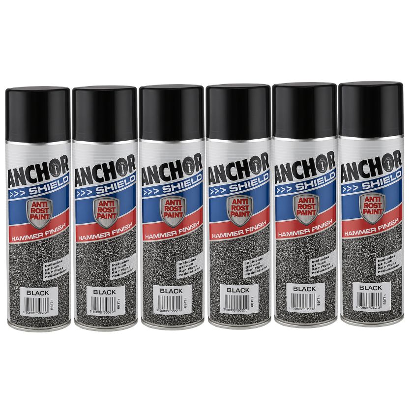 Anchor Shield 400g Hammer Finish Spray Paint | Black - South East Clearance Centre