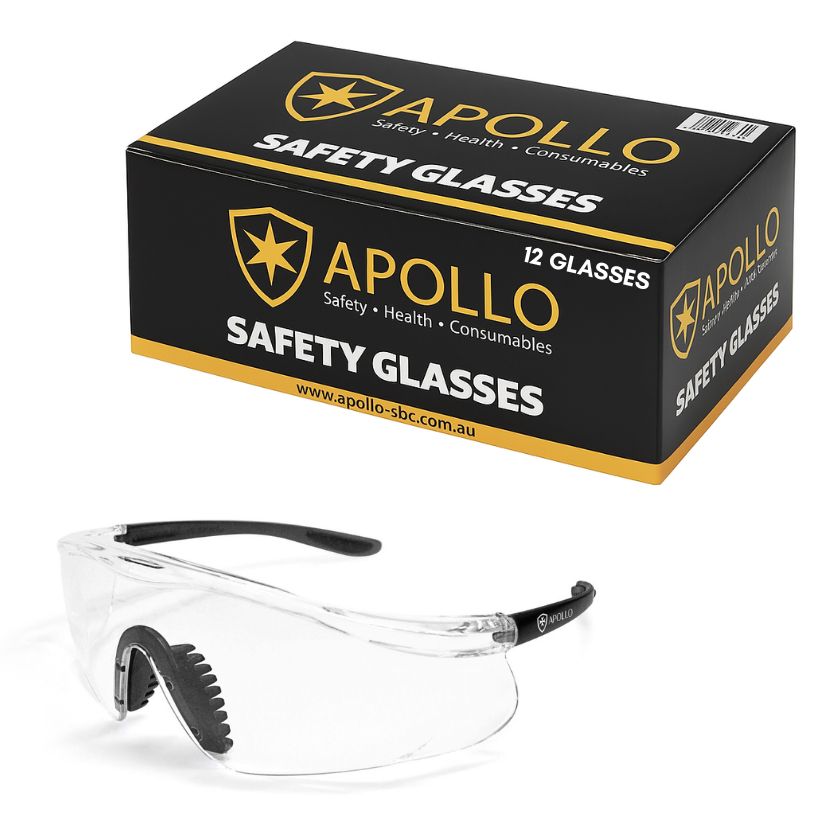 Apollo, Premium Clear Safety Glasses 6030C - Box of 12 - South East Clearance Centre