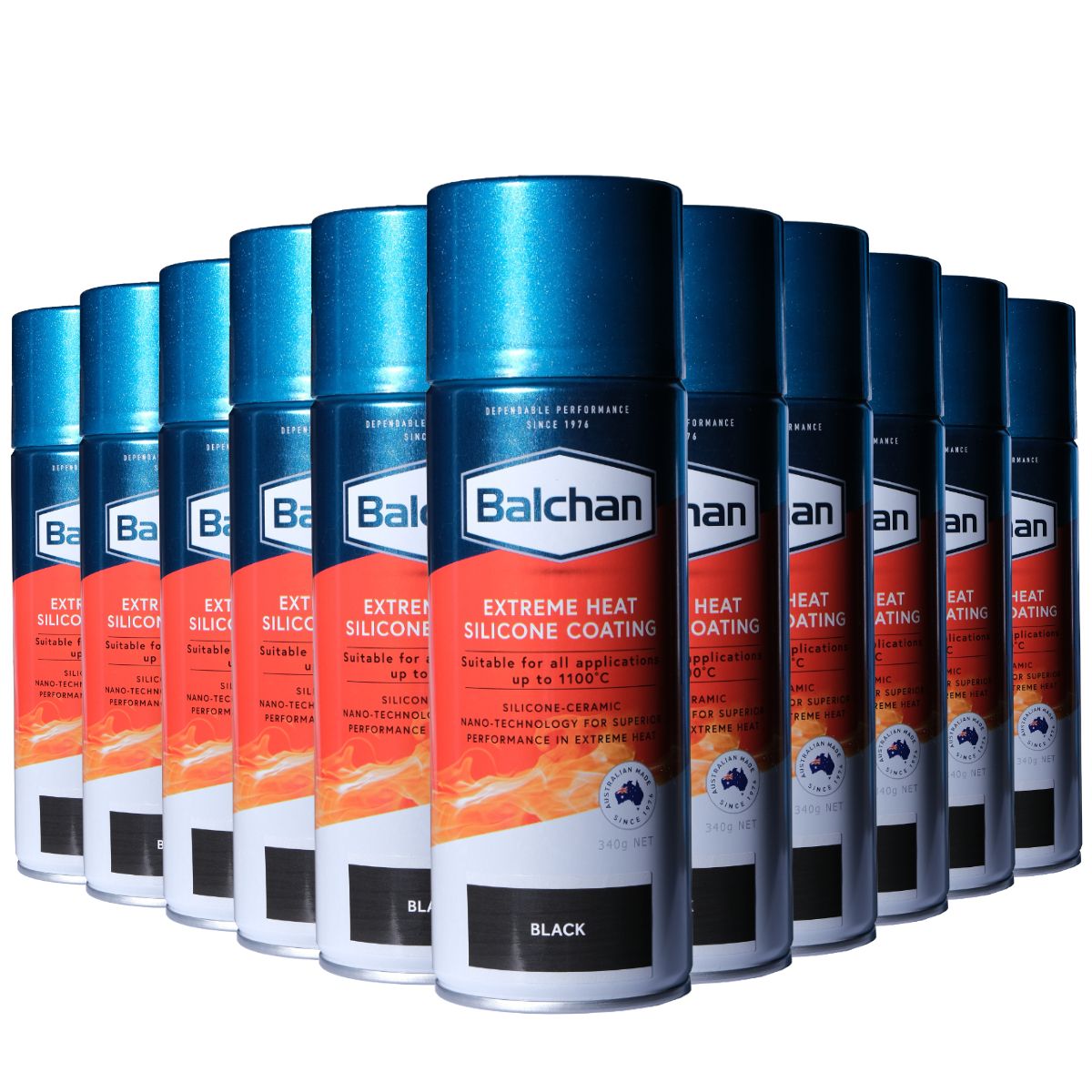 Balchan Extreme Heat Paint Black 340g BAL101001 - 12 Cans - South East Clearance Centre