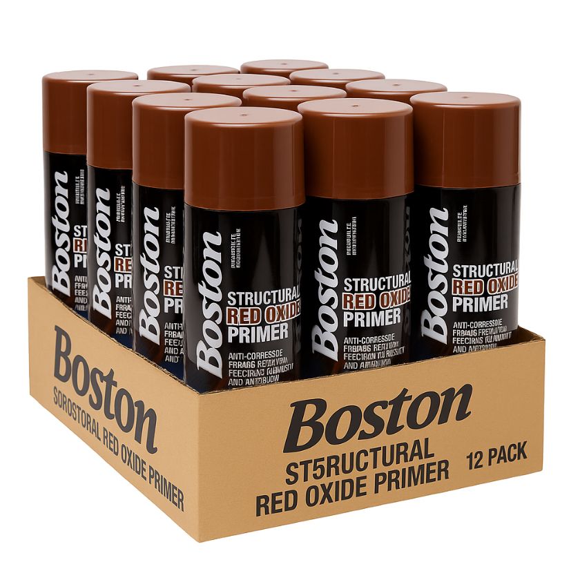 BOSTON BT258 STRUCTURAL RED OXIDE PRIMER 400GM (12 Cans) - South East Clearance Centre