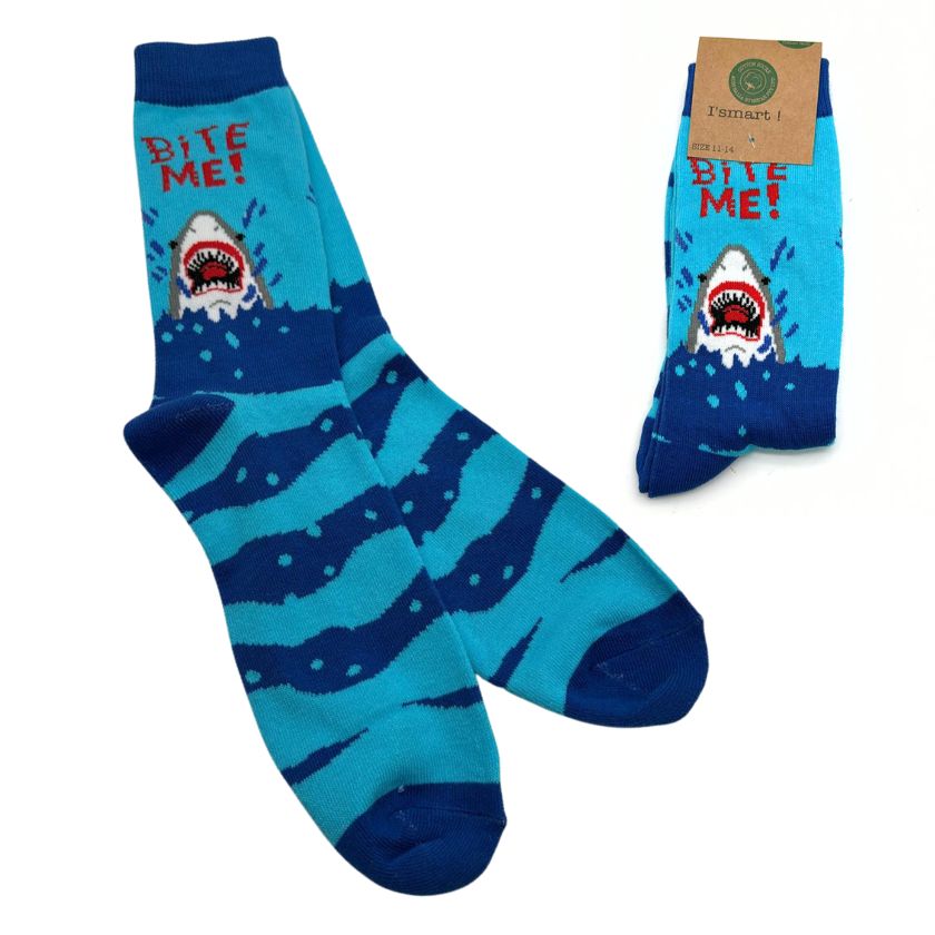 Bite Me Dress Novelty Shark Socks, Size 11-14 - South East Clearance Centre