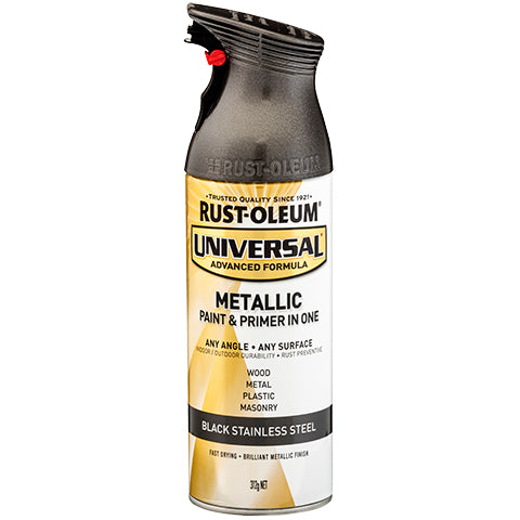 Rust Oleum Universal Metallic Spray Paint | 349962 Black Stainless Steel - South East Clearance Centre